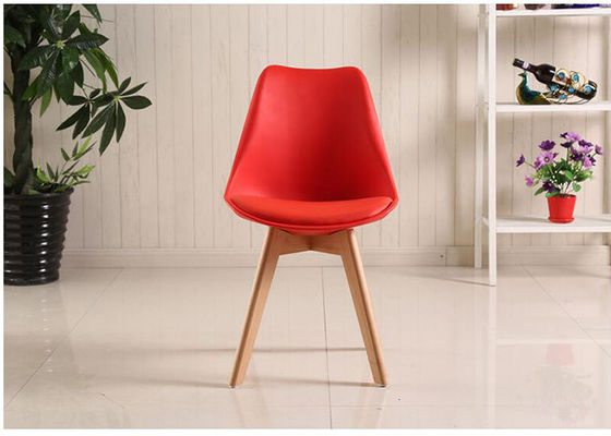 Red Beech Legs Tulip Dining Chair