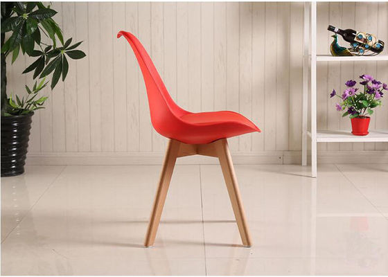 Red Beech Legs Tulip Dining Chair